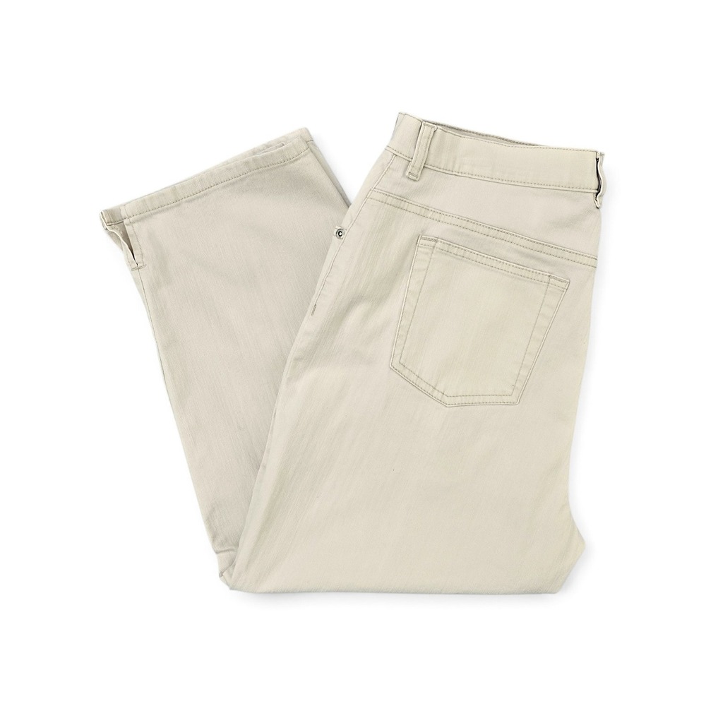 Gloria Vanderbilt Amanda Beige Khaki Crop Pants Women Size 12 Straight Leg